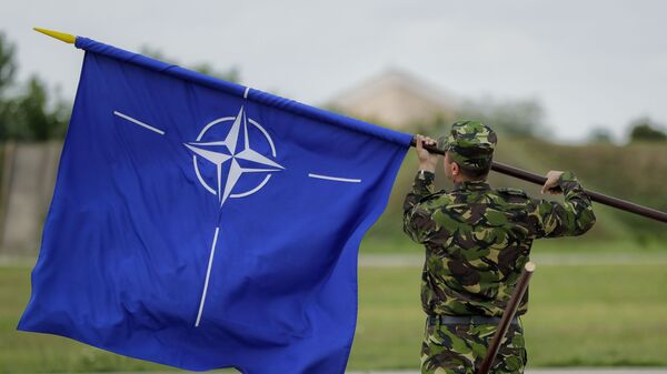 Војник са заставом НАТО-а - Sputnik Србија